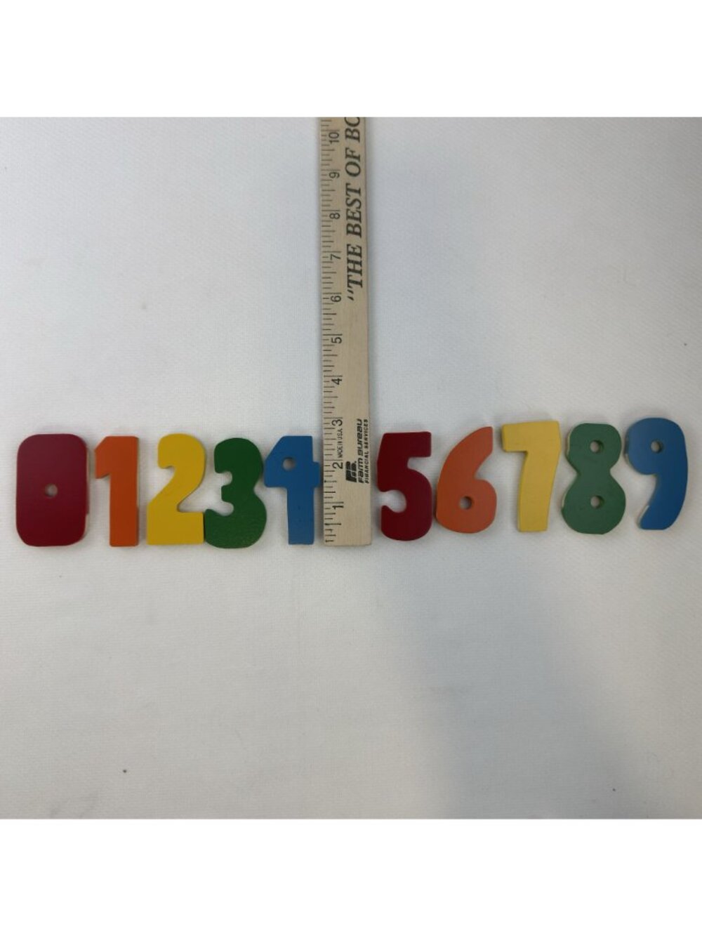 Wooden Number Puzzle Board 14.5" Brightly Colored Educational Toy Numbers 0 To 9 - Picture 7 of 8